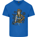 A Steampunk Woman With a Crossbow Mens V-Neck Cotton T-Shirt Royal Blue