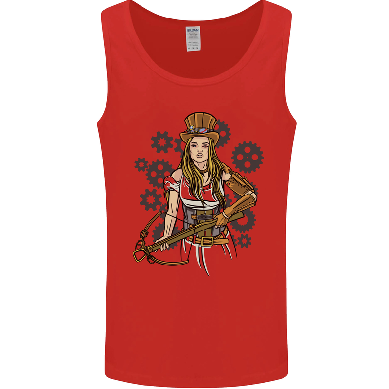 A Steampunk Woman With a Crossbow Mens Vest Tank Top Red