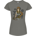 A Steampunk Woman With a Crossbow Womens Petite Cut T-Shirt Charcoal