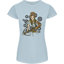 A Steampunk Woman With a Crossbow Womens Petite Cut T-Shirt Light Blue