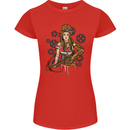 A Steampunk Woman With a Crossbow Womens Petite Cut T-Shirt Red