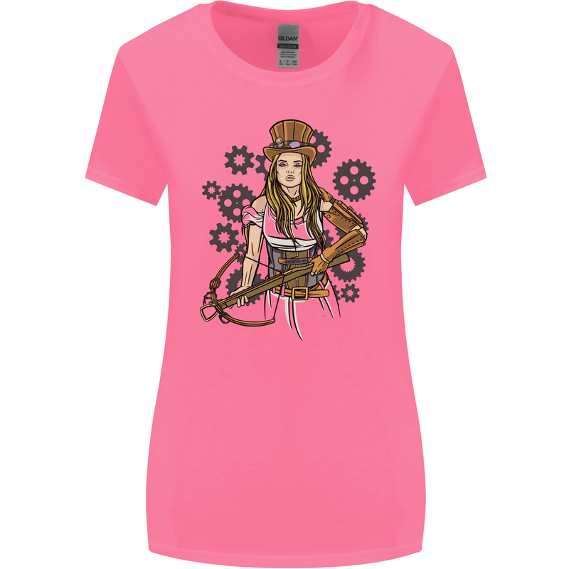 A Steampunk Woman With a Crossbow Womens Wider Cut T-Shirt Azalea