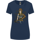 A Steampunk Woman With a Crossbow Womens Wider Cut T-Shirt Navy Blue