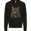 A Streetwise Cat With Glasses Kids Sweatshirt Jumper Black