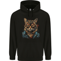 A Streetwise Cat With Glasses Mens 80% Cotton Hoodie Black