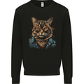 A Streetwise Cat With Glasses Mens Sweatshirt Jumper Black