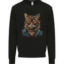 A Streetwise Cat With Glasses Mens Sweatshirt Jumper Black