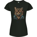 A Streetwise Cat With Glasses Womens Petite Cut T-Shirt Black