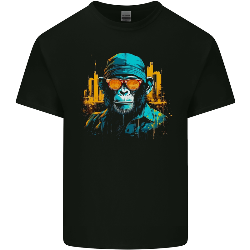 A Streetwise Monkey Urban Setting Kids T-Shirt Childrens Black