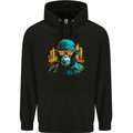 A Streetwise Monkey Urban Setting Mens 80% Cotton Hoodie Black
