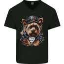 A Streetwise Yorkshire Terrier Yorkie Mens V-Neck Cotton T-Shirt Black