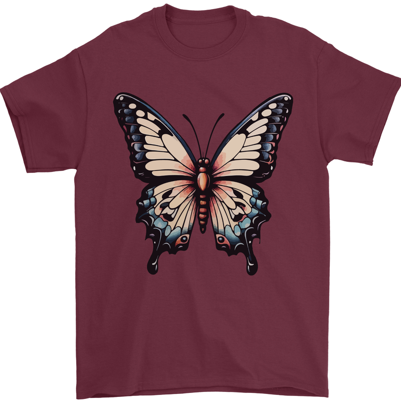 A Stunning Butterfly Mens T-Shirt 100% Cotton Maroon