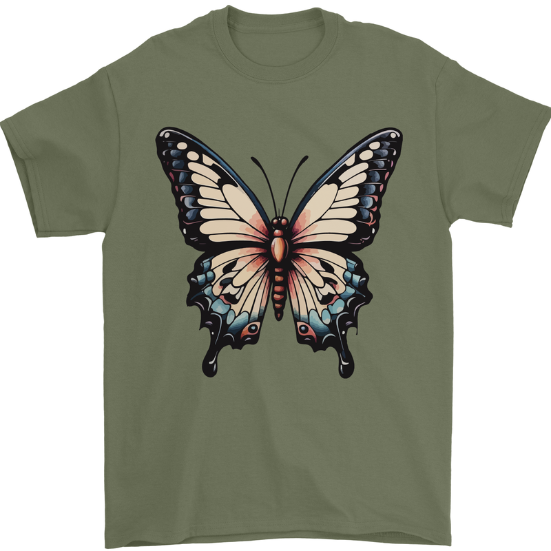 A Stunning Butterfly Mens T-Shirt 100% Cotton Military Green