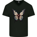 A Stunning Butterfly Mens V-Neck Cotton T-Shirt Black