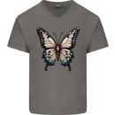 A Stunning Butterfly Mens V-Neck Cotton T-Shirt Charcoal