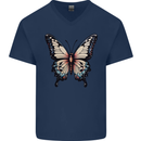 A Stunning Butterfly Mens V-Neck Cotton T-Shirt Navy Blue