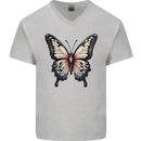 A Stunning Butterfly Mens V-Neck Cotton T-Shirt Sports Grey