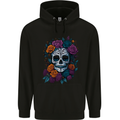 A Sugar Skull With Roses Day of the Dead DOTD Childrens Kids Hoodie Black
