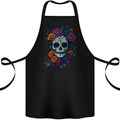 A Sugar Skull With Roses Day of the Dead DOTD Cotton Apron 100% Organic Black