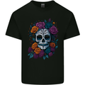 A Sugar Skull With Roses Day of the Dead DOTD Mens Cotton T-Shirt Tee Top Black