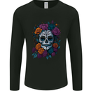 A Sugar Skull With Roses Day of the Dead DOTD Mens Long Sleeve T-Shirt Black