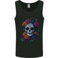A Sugar Skull With Roses Day of the Dead DOTD Mens Vest Tank Top Black