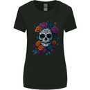 A Sugar Skull With Roses Day of the Dead DOTD Womens Wider Cut T-Shirt Black