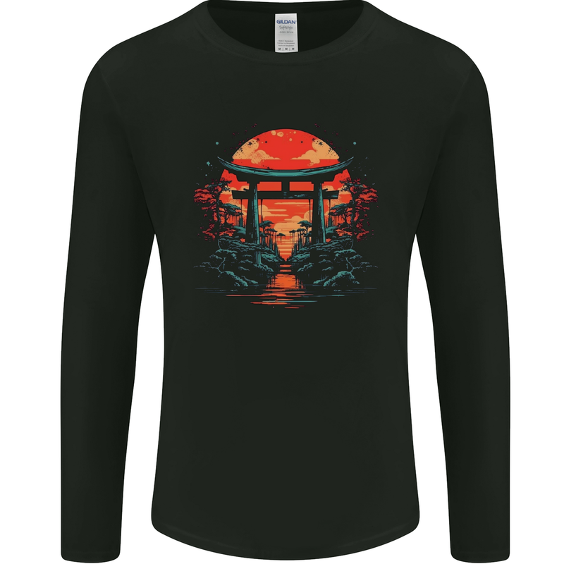 A Sunset Torii Japan Culture Japanese Mens Long Sleeve T-Shirt Black