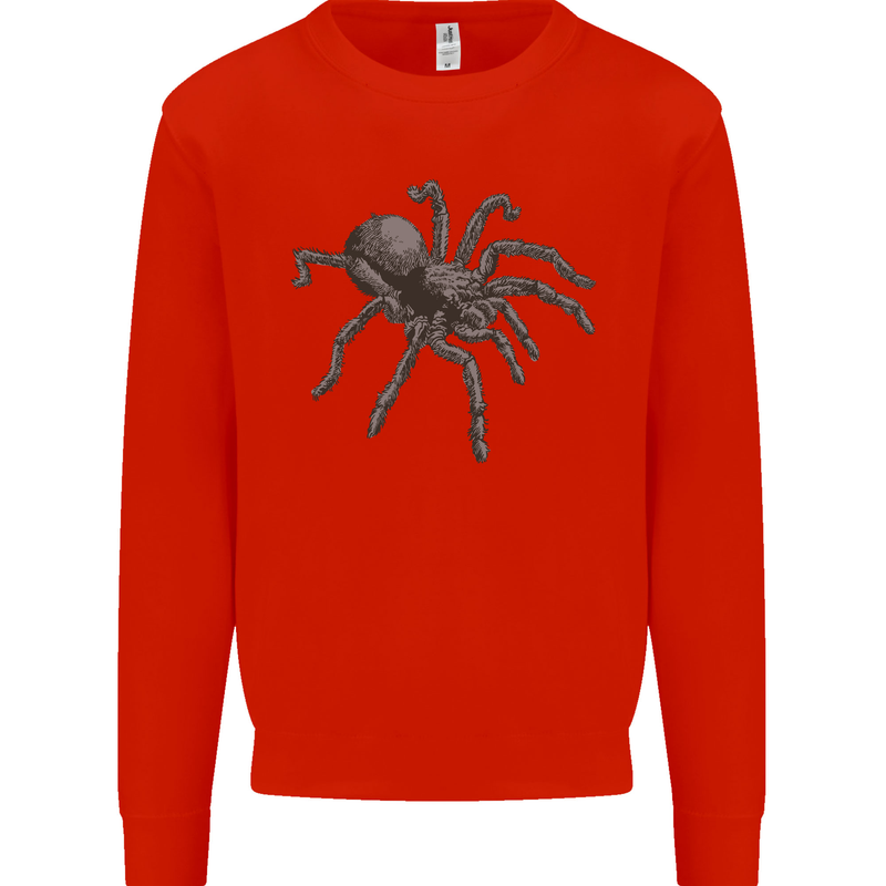 A Tarantula Spider Kids Sweatshirt Jumper Bright Red