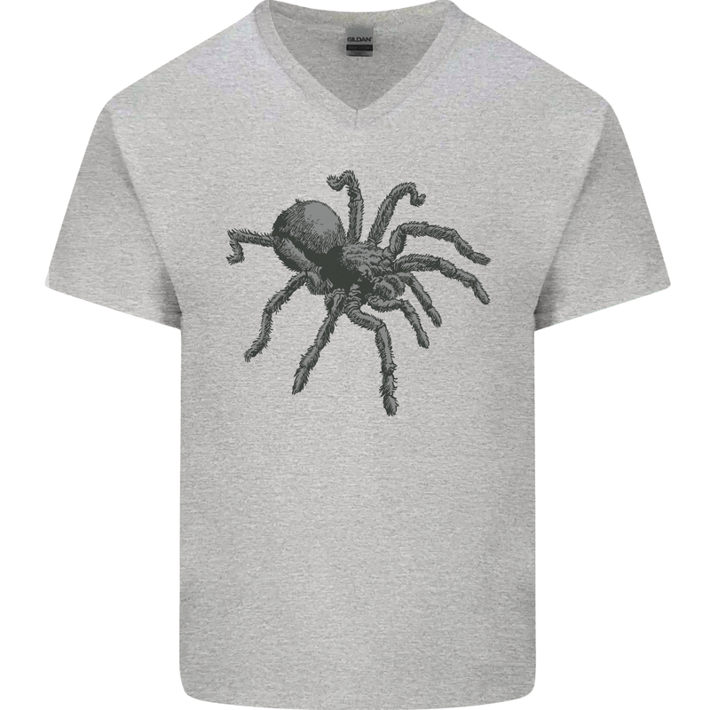 A Tarantula Spider Mens V-Neck Cotton T-Shirt Sports Grey