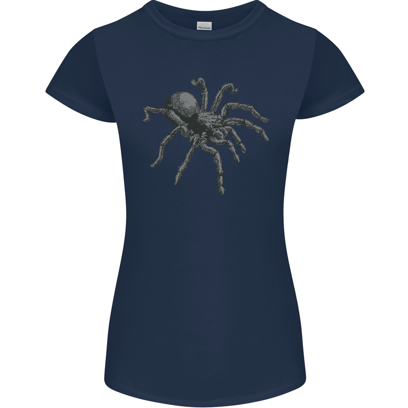 A Tarantula Spider Womens Petite Cut T-Shirt Navy Blue