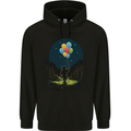 A Teddy Bear Holding Balloons Fantasy Mens 80% Cotton Hoodie Black