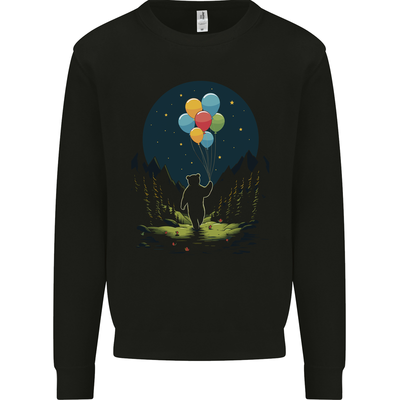 A Teddy Bear Holding Balloons Fantasy Mens Sweatshirt Jumper Black
