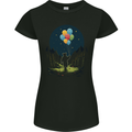 A Teddy Bear Holding Balloons Fantasy Womens Petite Cut T-Shirt Black