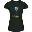 A Teddy Bear Holding Balloons Fantasy Womens Petite Cut T-Shirt Black