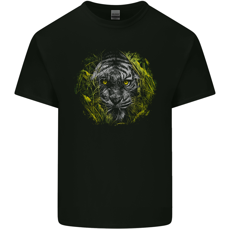A Tiger in the Grass Kids T-Shirt Childrens Black