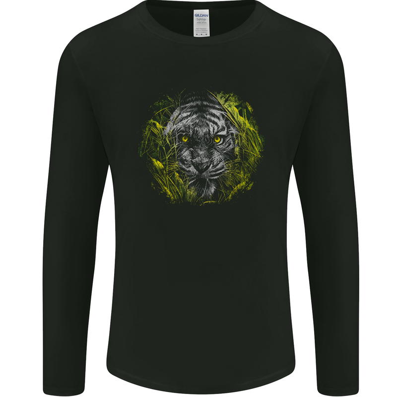 A Tiger in the Grass Mens Long Sleeve T-Shirt Black