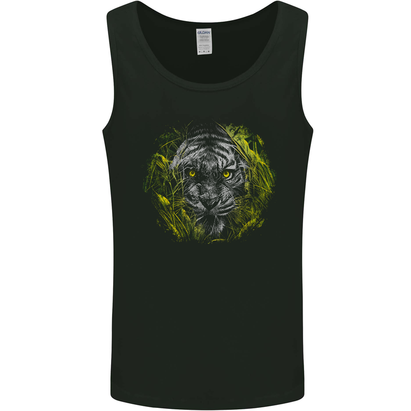 A Tiger in the Grass Mens Vest Tank Top Black
