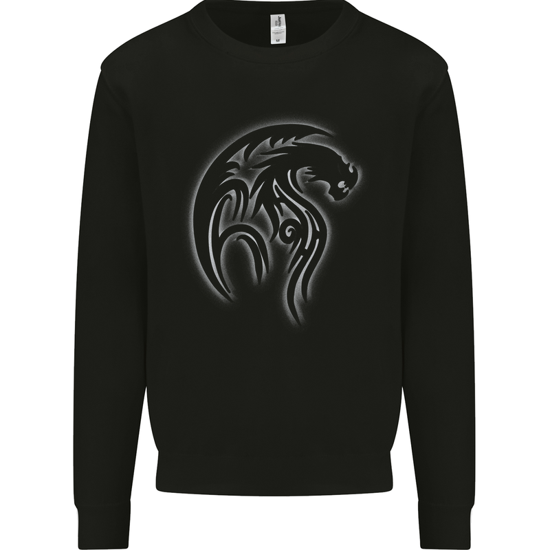 A Tribal Dragon Tattoo Style Mens Sweatshirt Jumper Black