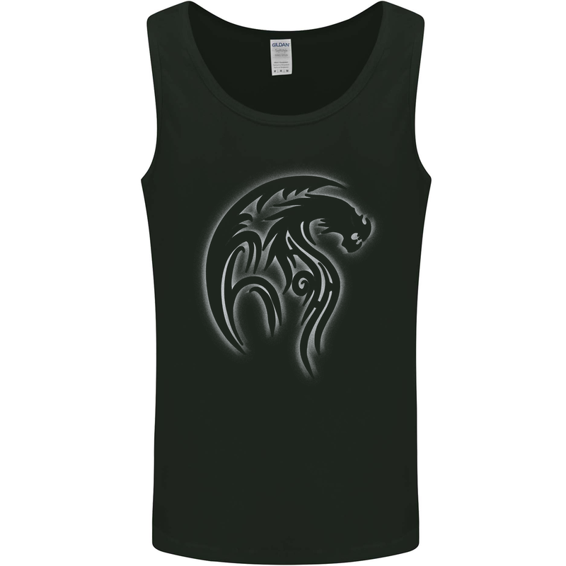 A Tribal Dragon Tattoo Style Mens Vest Tank Top Black