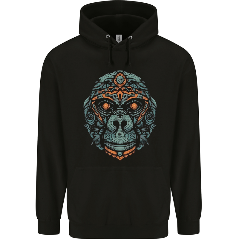 A Tribal Gorilla Mens 80% Cotton Hoodie Black