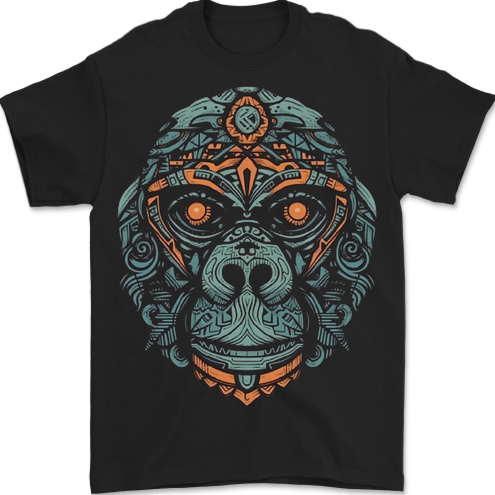 A Tribal Gorilla Mens T-Shirt 100% Cotton BLACK