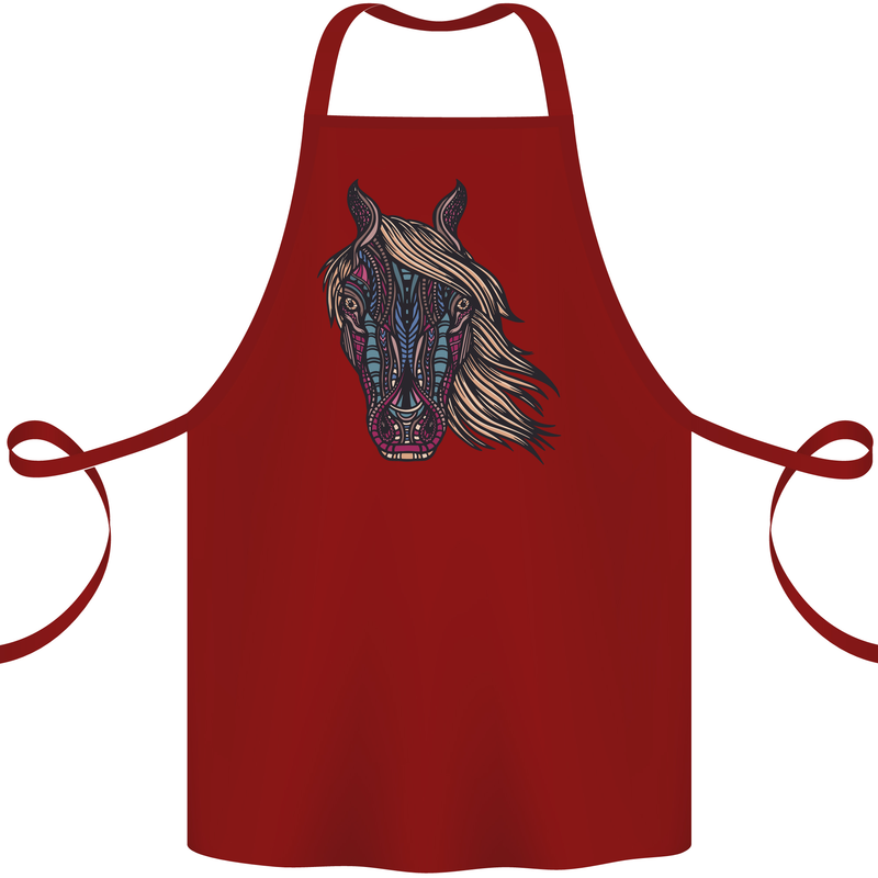 A Tribal Horse Equestrian Cotton Apron 100% Organic Maroon