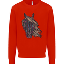 A Tribal Horse Equestrian Kids Sweatshirt Jumper Bright Red