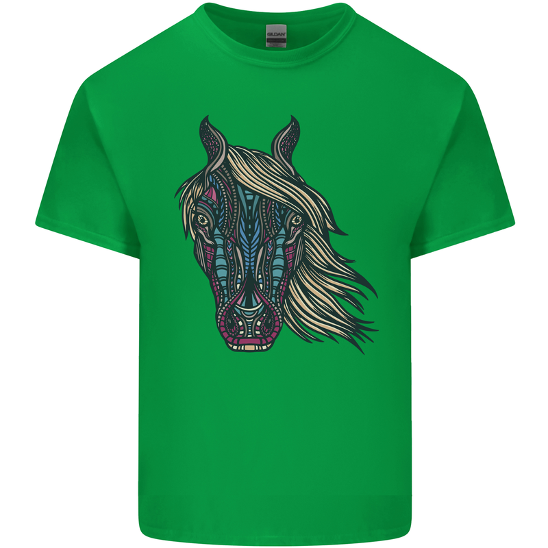 A Tribal Horse Equestrian Kids T-Shirt Childrens Irish Green