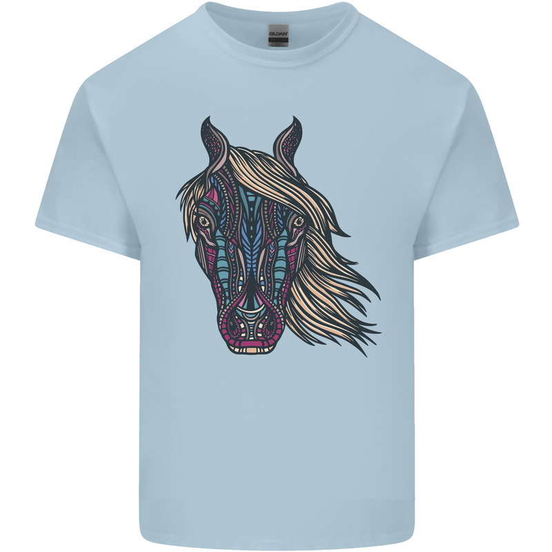 A Tribal Horse Equestrian Kids T-Shirt Childrens Light Blue