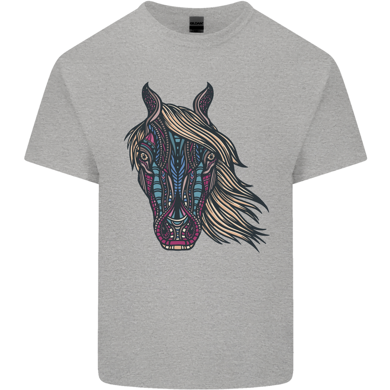 A Tribal Horse Equestrian Kids T-Shirt Childrens Sports Grey