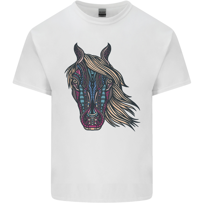 A Tribal Horse Equestrian Kids T-Shirt Childrens White