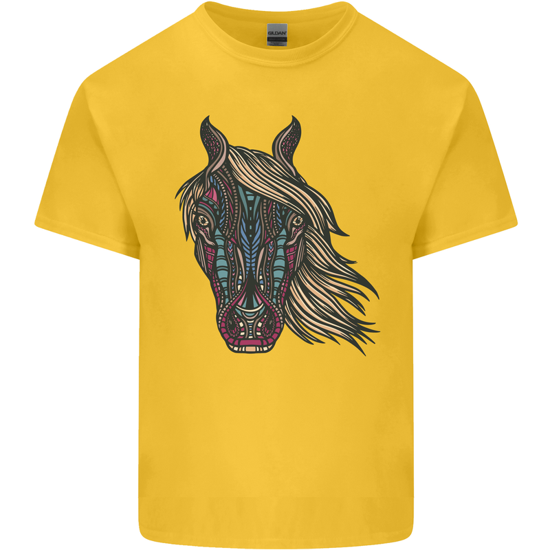 A Tribal Horse Equestrian Kids T-Shirt Childrens Yellow