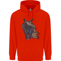 A Tribal Horse Equestrian Mens 80% Cotton Hoodie Bright Red